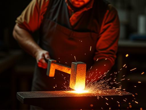 Schmied bei der Arbeit mit glühendem Metall