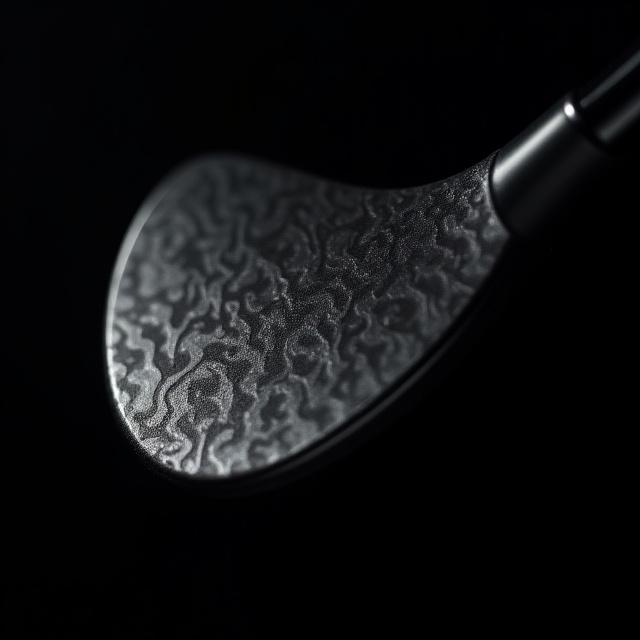 Detailansicht eines Golf-Wedges aus Damaststahl