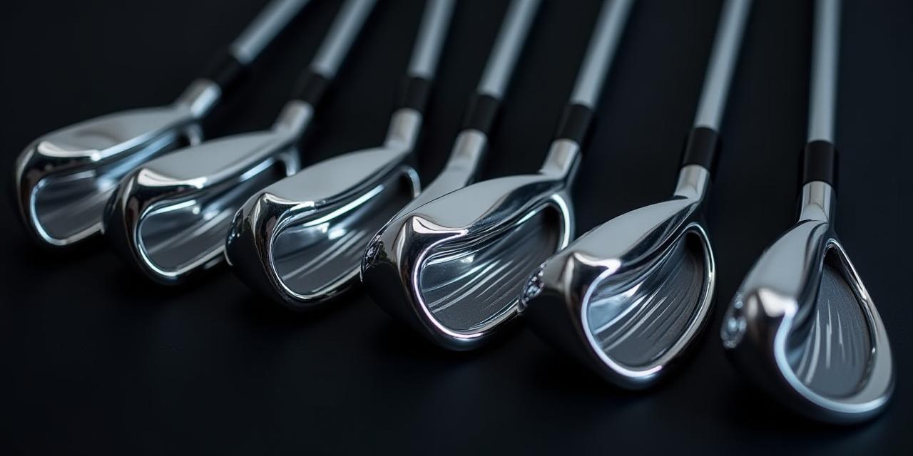 Komplettes Set polierter Eisen in einer Reihe